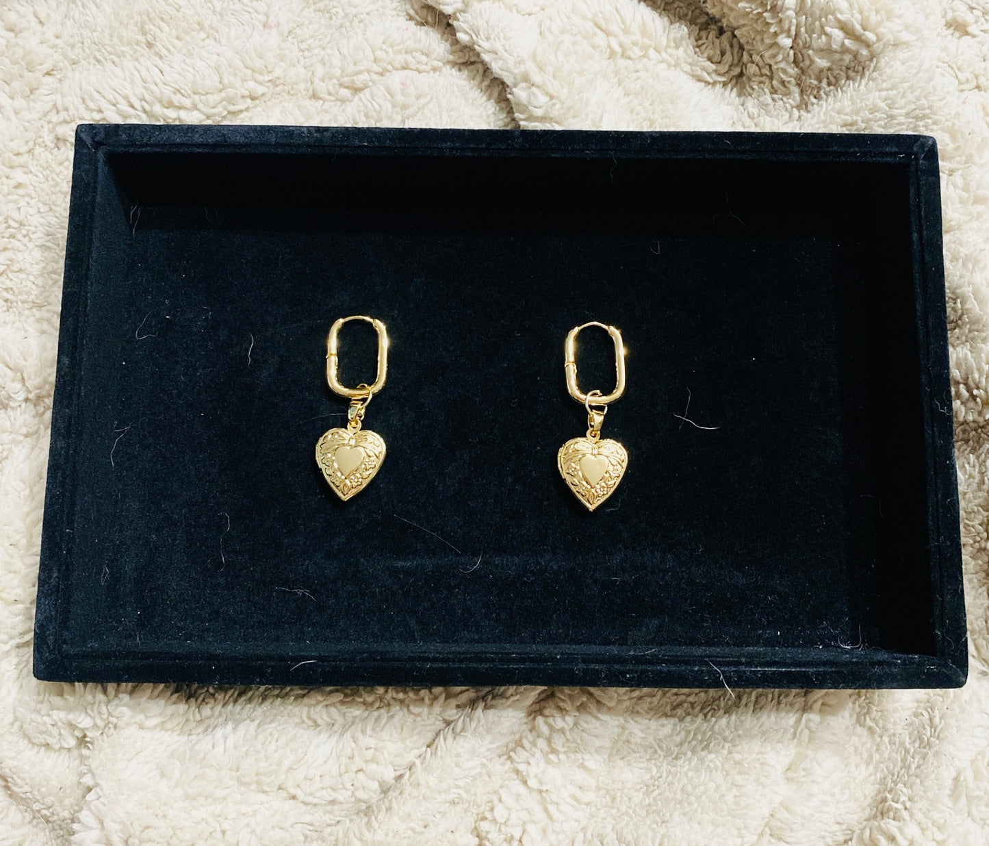 Gold Plated Locket Charm Earrings