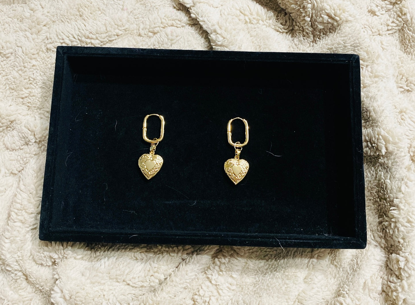 Gold Plated Locket Charm Earrings