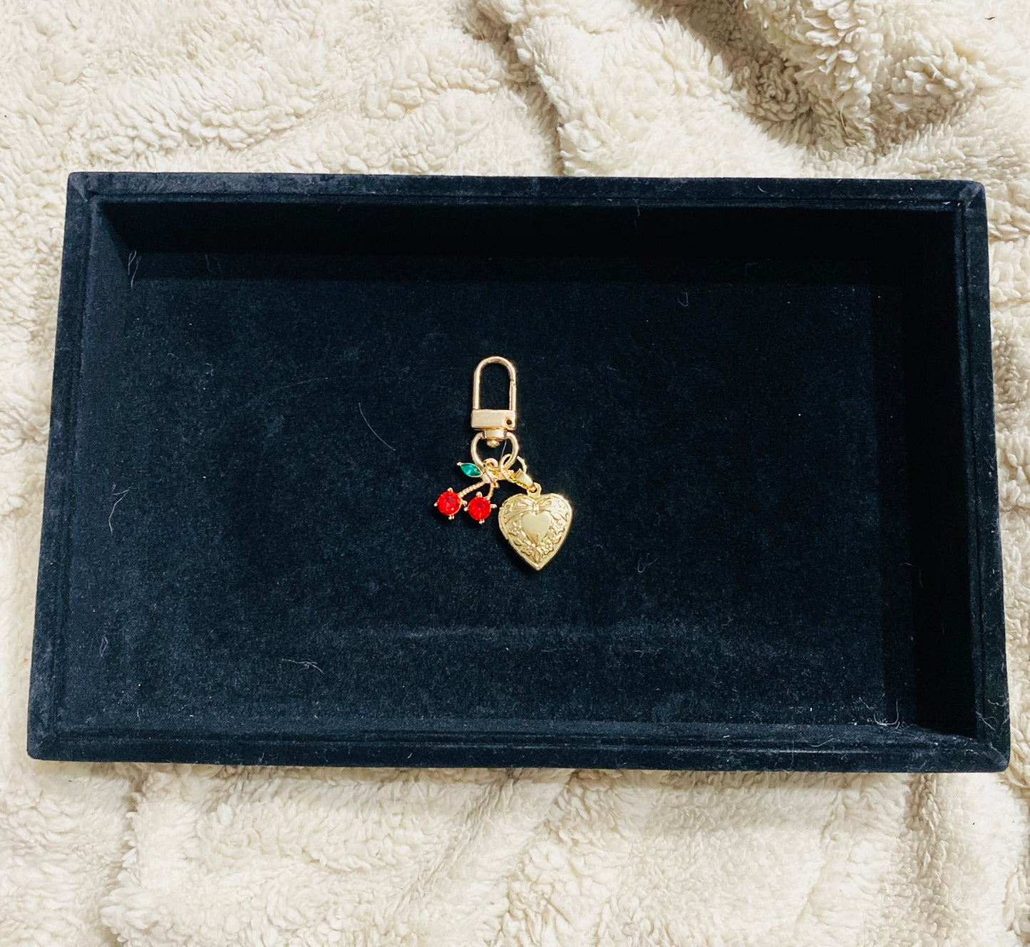 Gold Plated Heart Locket Keychain, Locket Bag Charm