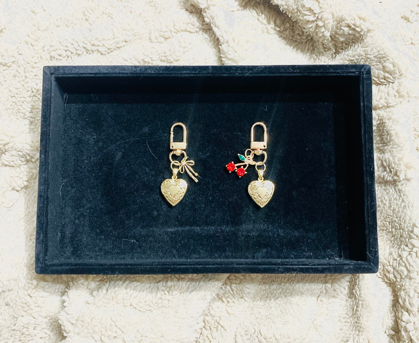Gold Plated Heart Locket Keychain, Locket Bag Charm