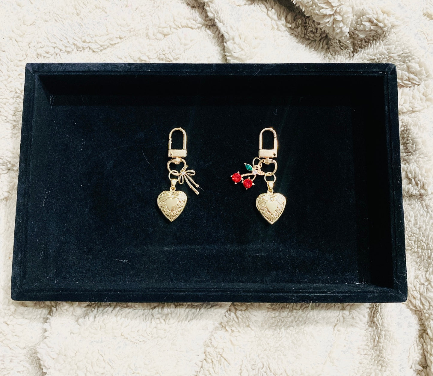 Gold Plated Heart Locket Keychain, Locket Bag Charm