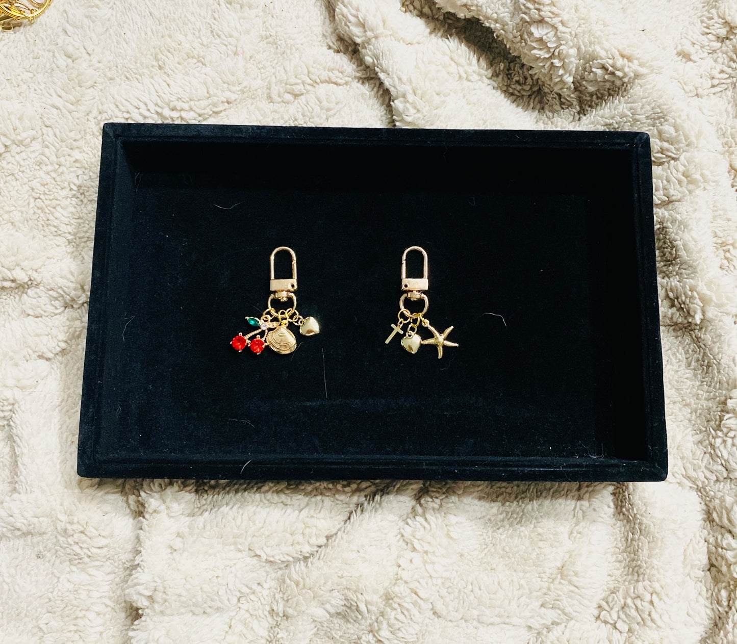 Gold Played Bag Charm Keychain