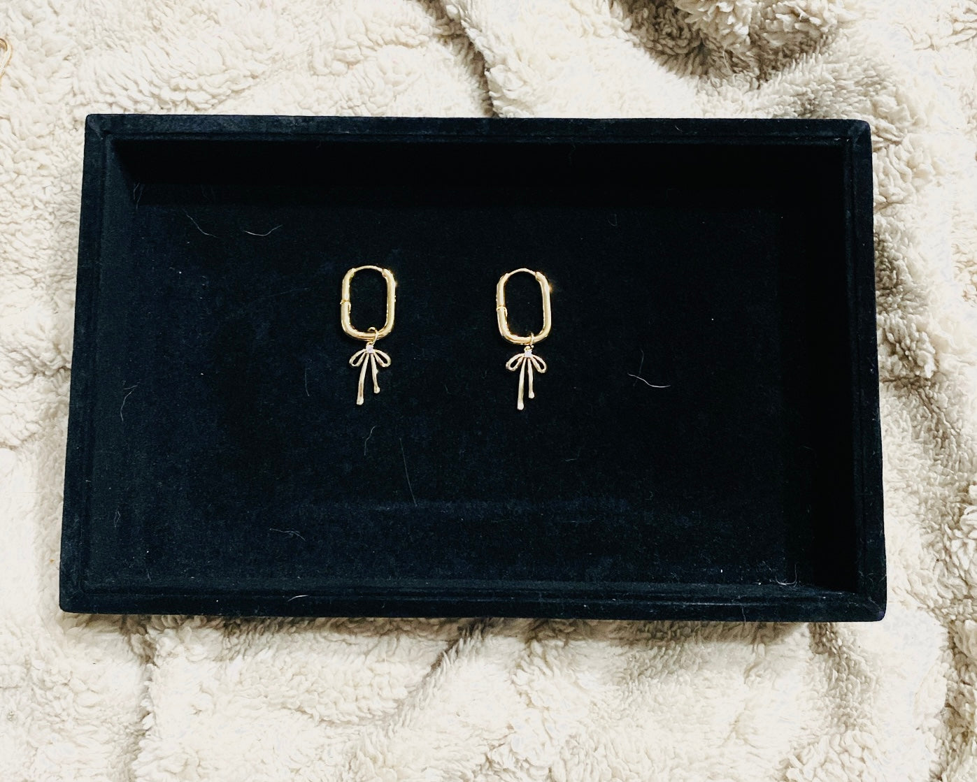 Gold Plated Dainty Bow Charm Earrings