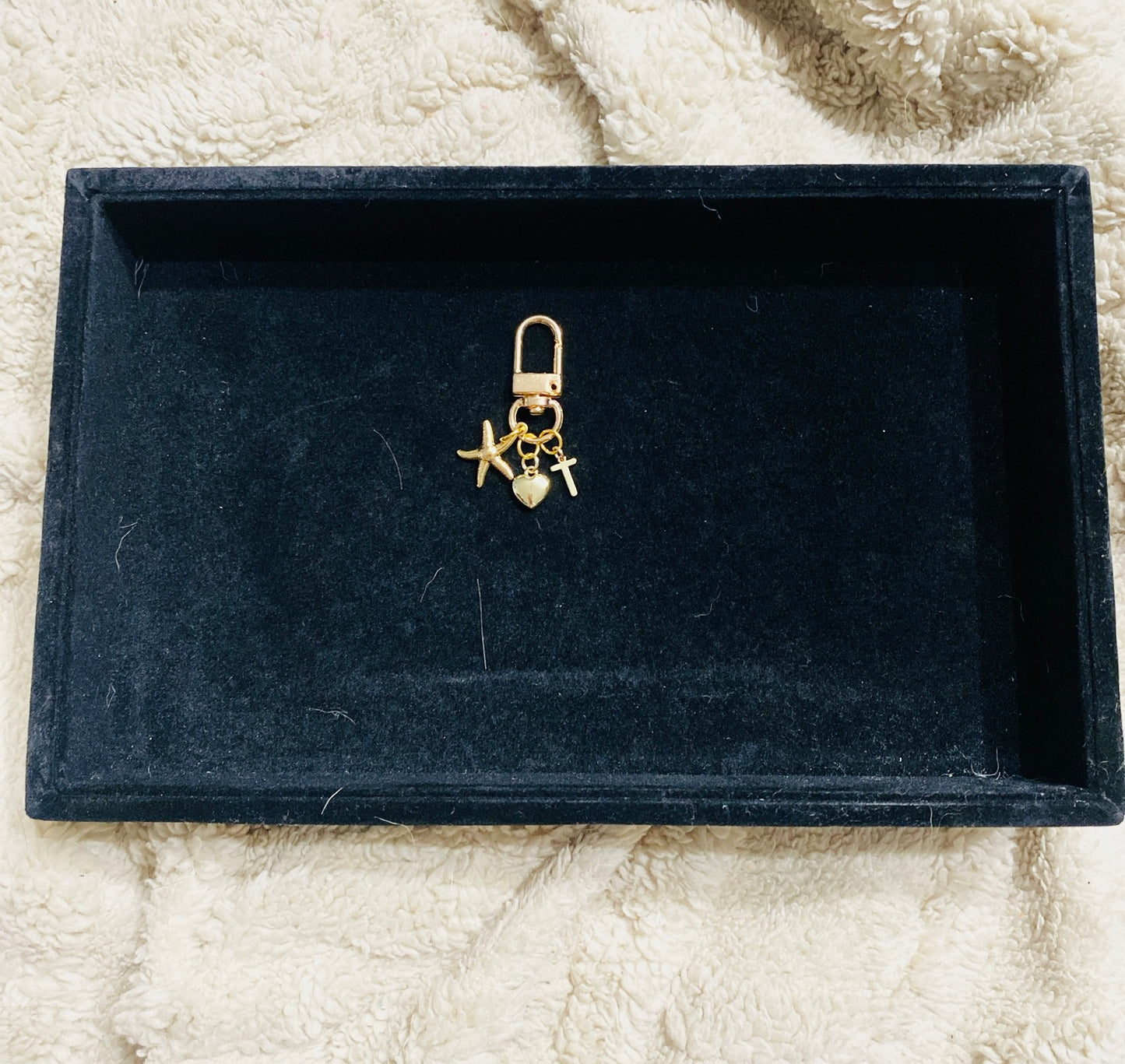 Gold Played Bag Charm Keychain